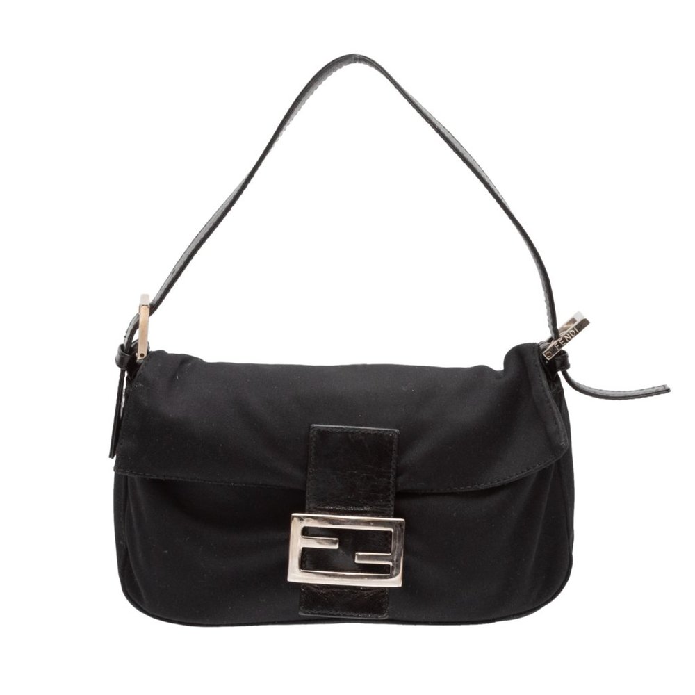Black Fendi Neoprene & Leather Baguette Bag